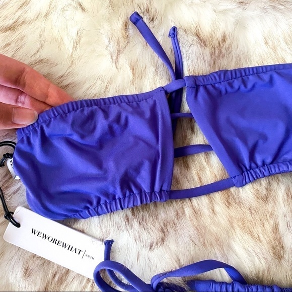 WeWoreWhat Ruched Bandeau Bikini Sapphire Blue XS NWT - Picture 6 of 15